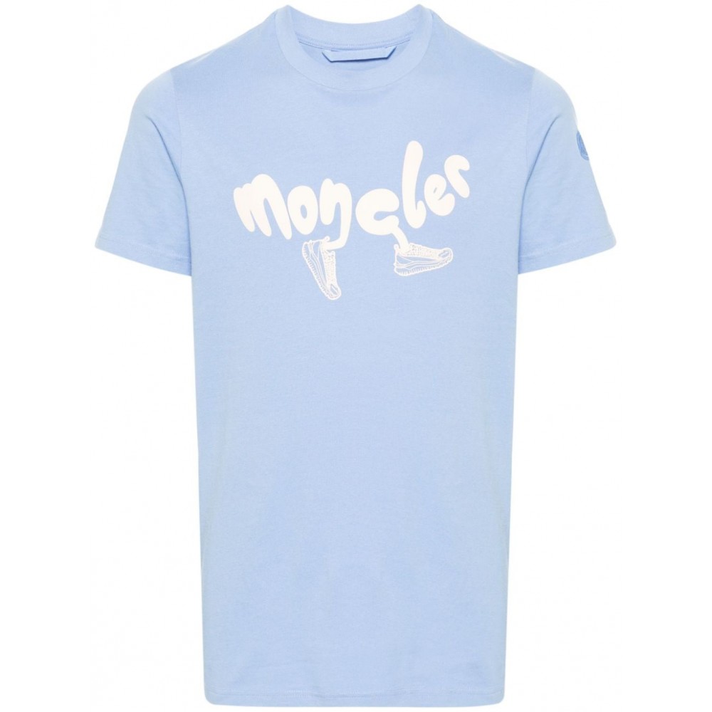 Moncler logo-print Cotton T-shirt Blue UKMCS29094