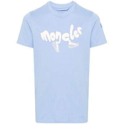 Moncler logo-print Cotton T-shirt Blue UKMCS29094