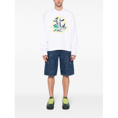 Moncler logo-embroidered Cotton Sweatshirt White MCS28876