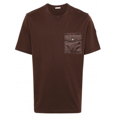 Moncler logo-patch Cotton T-shirt Brown CAMCS28942