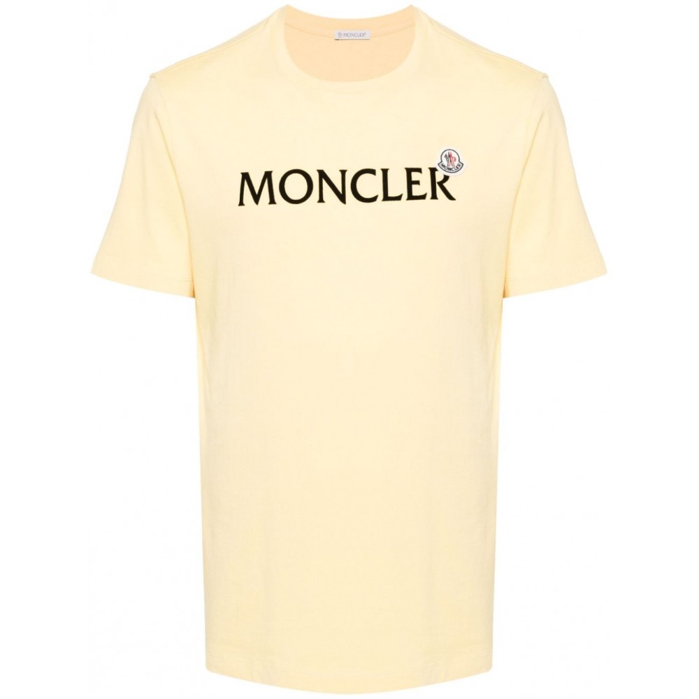 Moncler flocked-logo Cotton T-shirt Yellow MCS28498