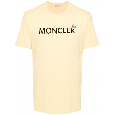 Moncler flocked-logo Cotton T-shirt Yellow MCS28498