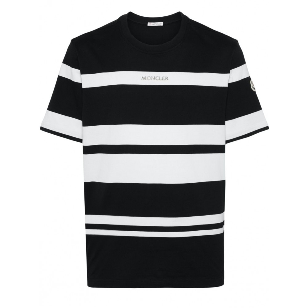 Moncler Striped Cotton T-shirt Black MCS29528