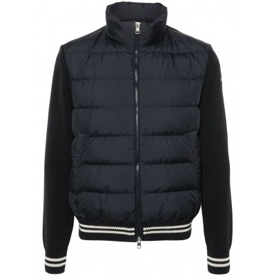 Moncler knitted-panels Padded Jacket Blue MCS28682