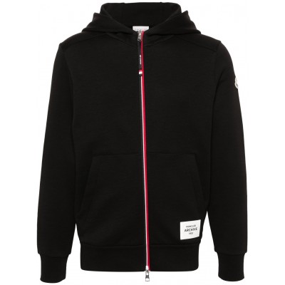 Moncler applique-logo Zipped Hoodie Black MCS28101