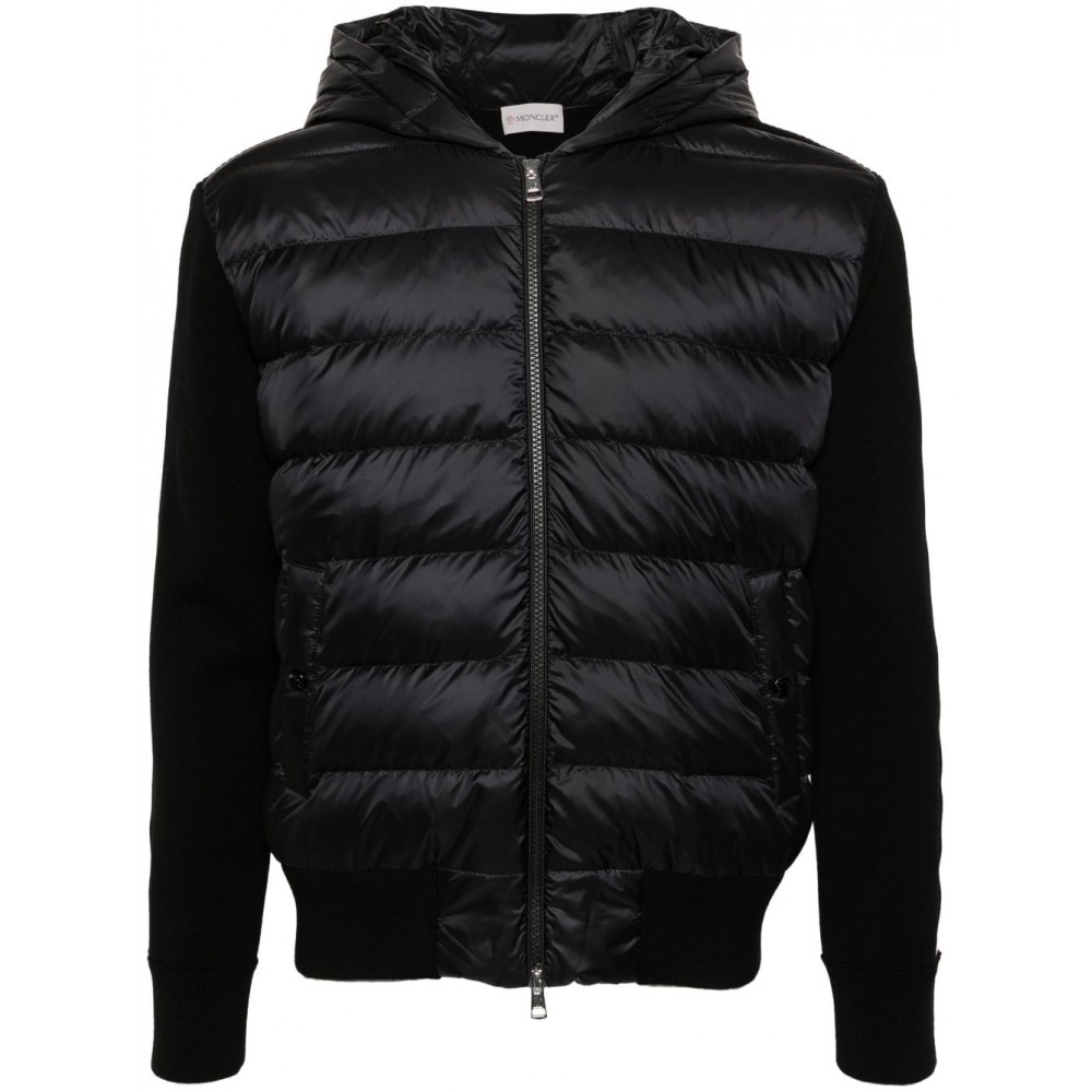 Moncler knitted-panels Hooded Puffer Jacket Black MCS28681