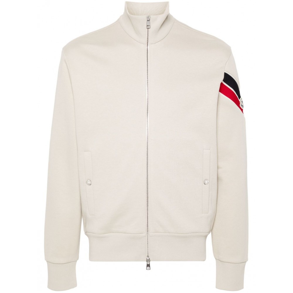 Moncler Stripe Detail zip-up Sweatshirt Neutrals UKMCS29524