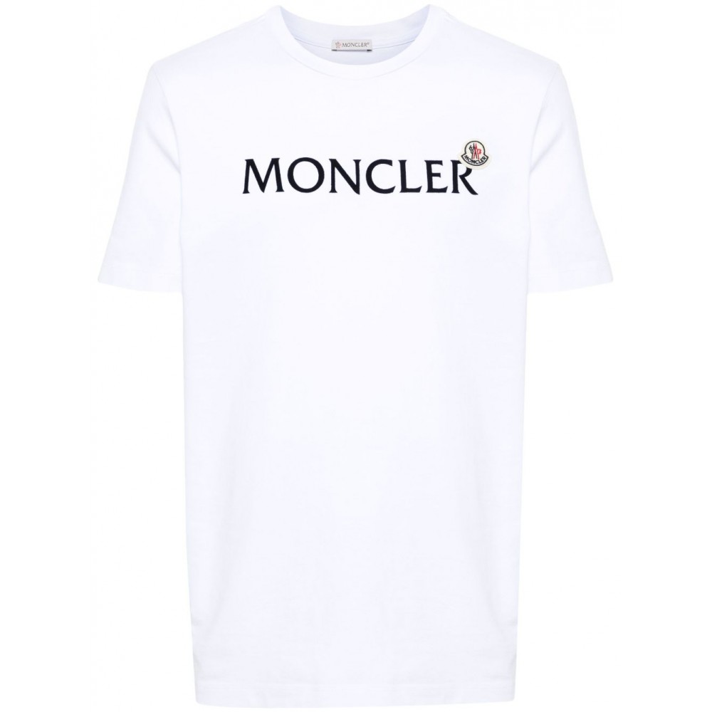 Moncler flocked-logo Cotton T-shirt White MCS28497