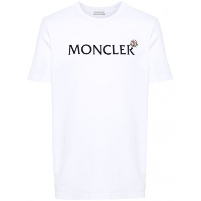 Moncler flocked-logo Cotton T-shirt White MCS28497