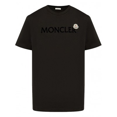 Moncler flocked-logo Cotton T-shirt Black MCS28493