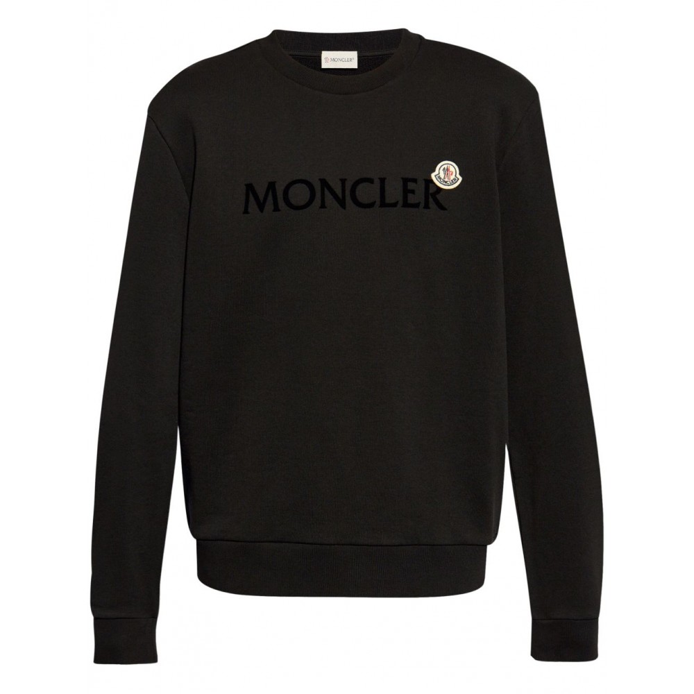 Moncler flocked-logo Cotton Sweatshirt Black UKMCS28491