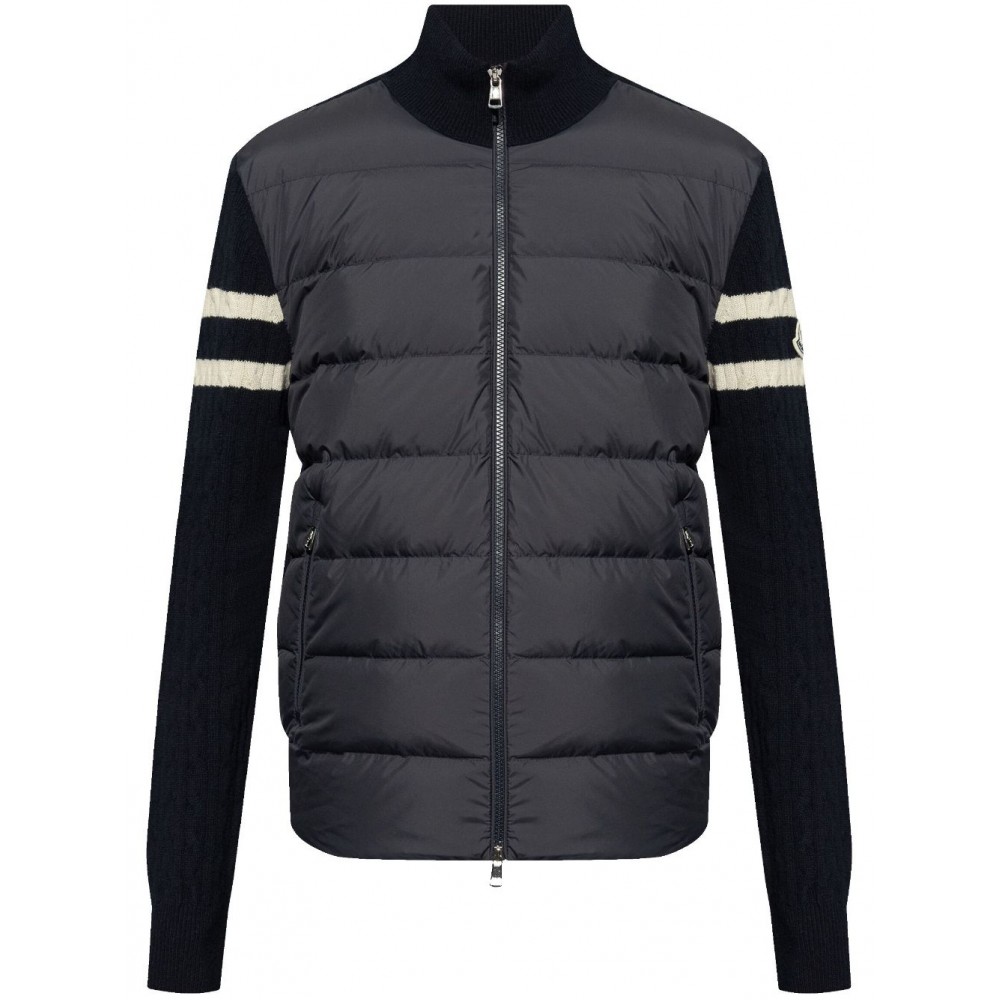 Moncler knitted-panels Puffer Jacket Blue MCS28685