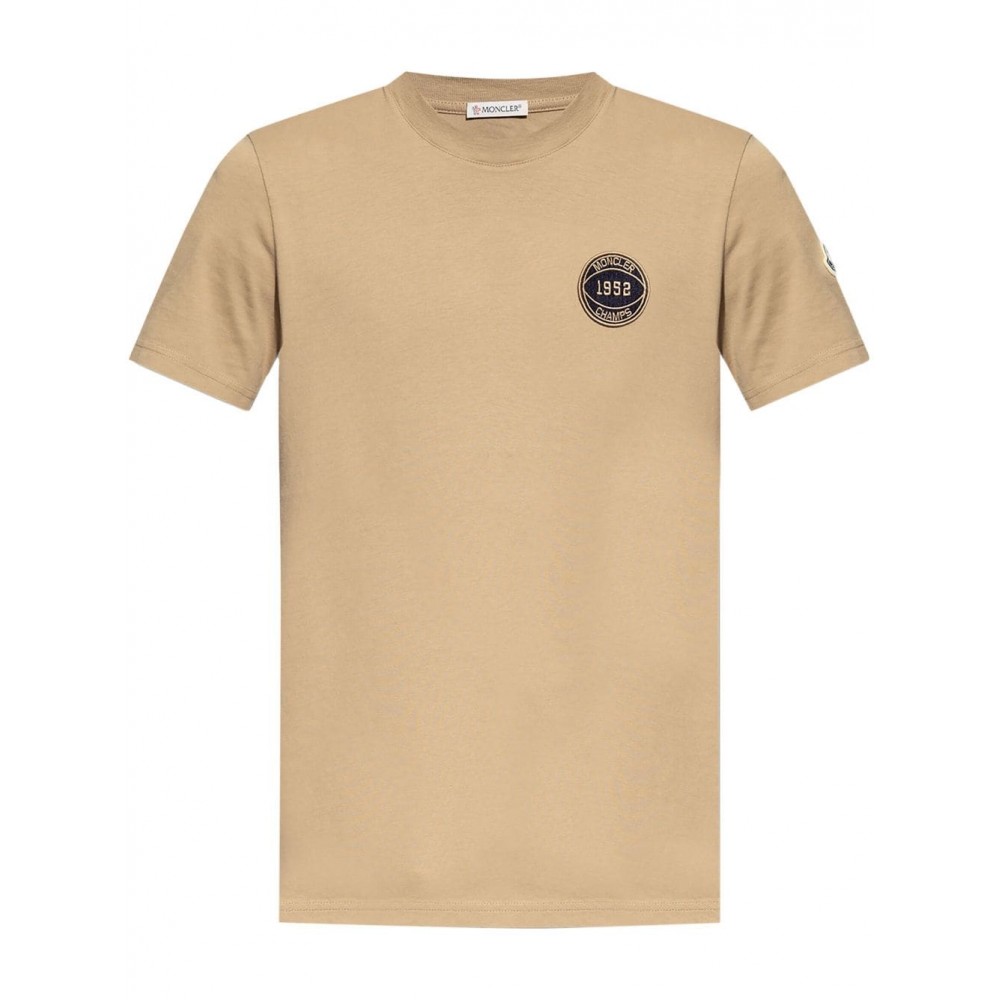 Moncler American Football Cotton T-shirt Neutrals CAMCS28069