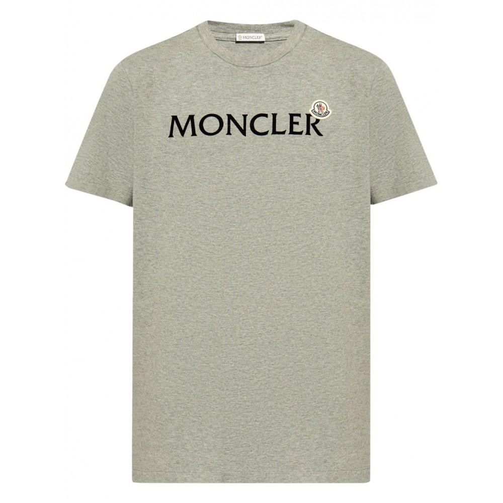 Moncler flocked-logo Cotton T-shirt Grey MCS28496