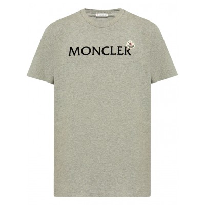 Moncler flocked-logo Cotton T-shirt Grey MCS28496