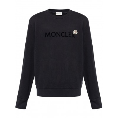 Moncler flocked-logo Cotton Sweatshirt Blue MCS28492