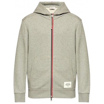 Moncler logo-applique Zipped Hoodie Grey UKMCS28847