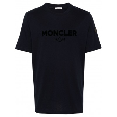 Moncler flocked-logo T-shirt Blue MCS28504