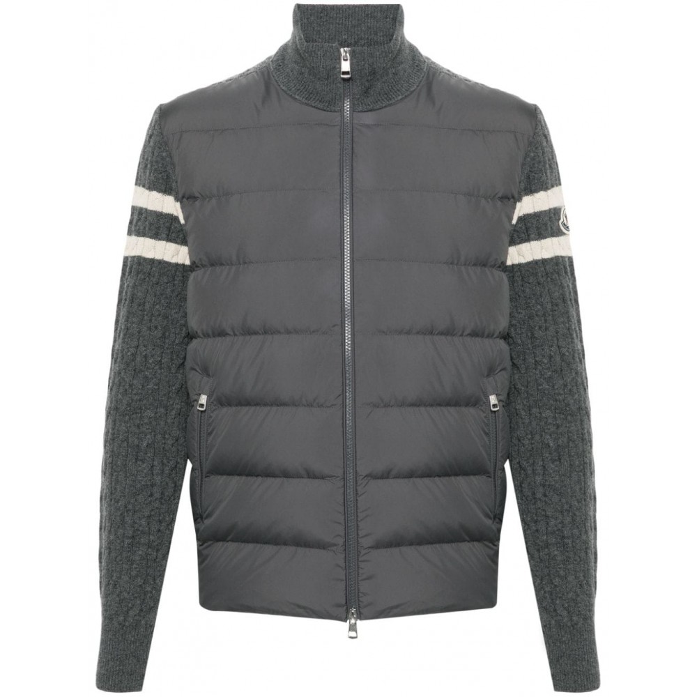 Moncler Panelled Knitted Padded Jacket Grey MCS29368