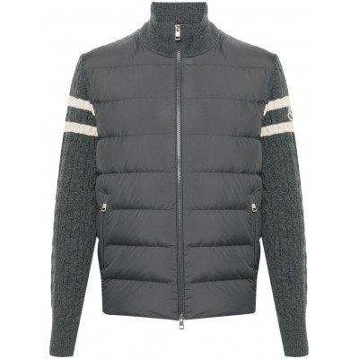 Moncler Panelled Knitted Padded Jacket Grey MCS29368