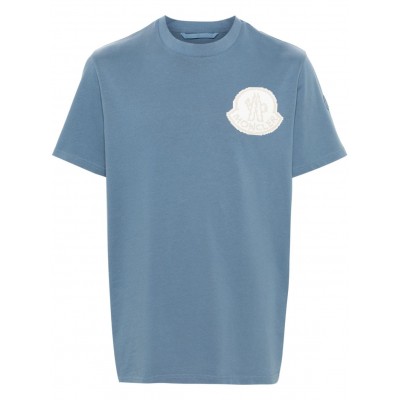 Moncler raised-logo Cotton T-shirt Blue MCS29443