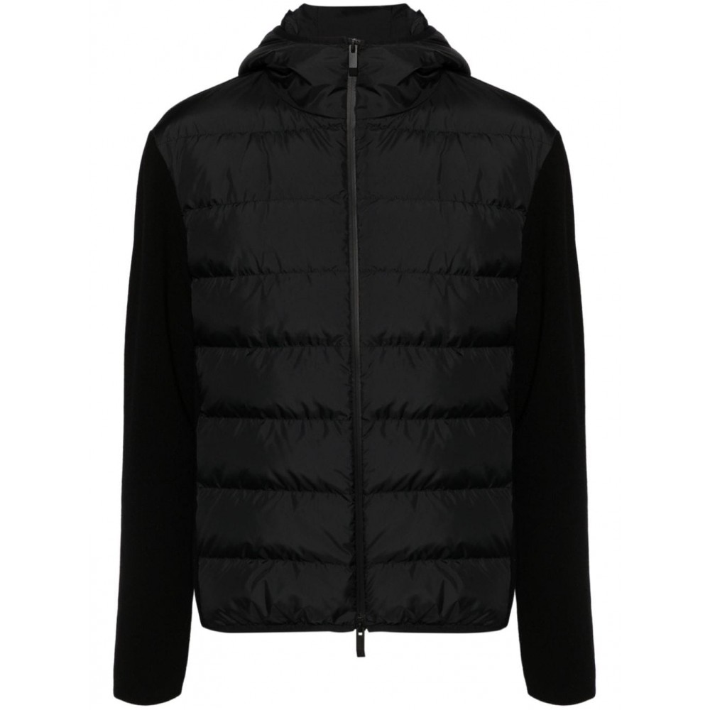 Moncler padded-panels Knitted Hooded Jacket Black MCS29356