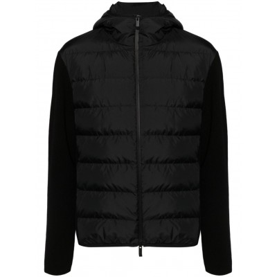 Moncler padded-panels Knitted Hooded Jacket Black MCS29356