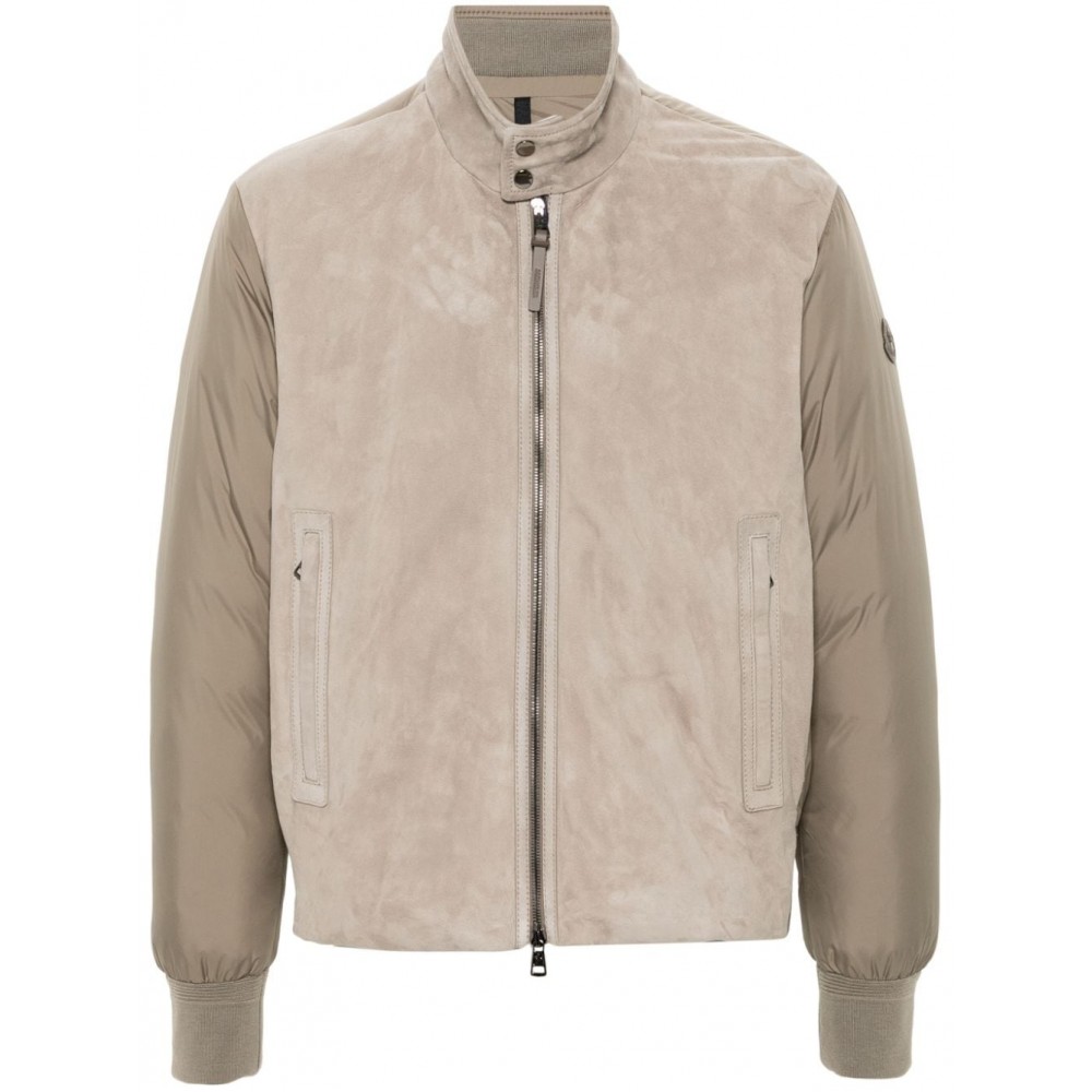 Moncler Lountere suede-panel Puffer Jacket Neutrals MCS29180