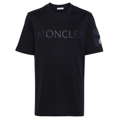 Moncler laminated-logo T-shirt Blue CAMCS28706