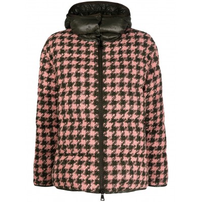 Moncler Houndstooth Hooded Puffer Jacket Green MCS28641