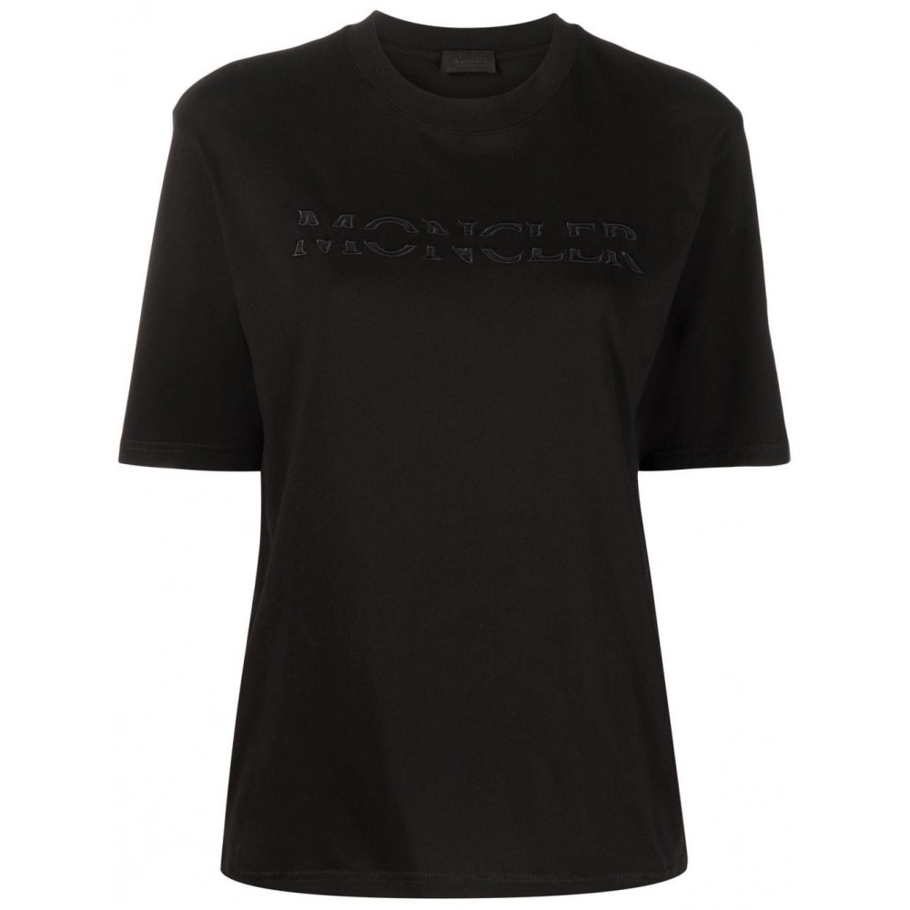 Moncler Spliced embroidered-logo T-shirt Black MCS29519