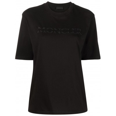 Moncler Spliced embroidered-logo T-shirt Black MCS29519