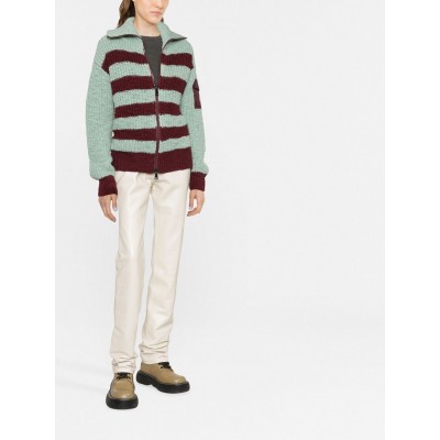 Moncler horizontal-stripe chunky-knit Cardigan Red MCS28640