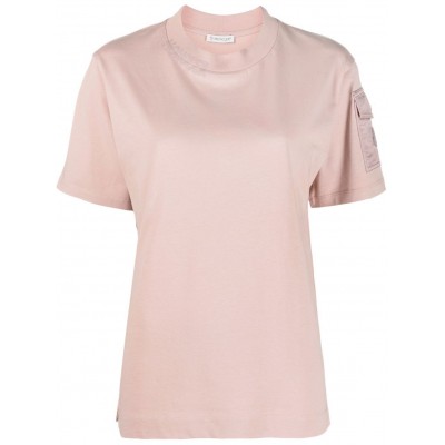 Moncler logo-patch Cotton T-shirt Pink MCS28949