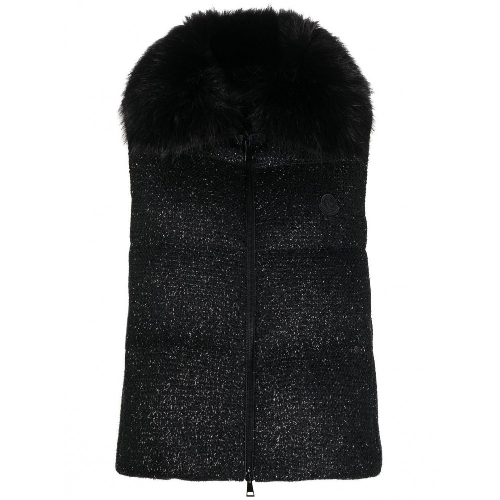 Moncler faux-fur Collar Padded Gilet Black MCS28468