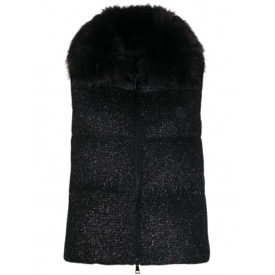 Moncler faux-fur Collar Padded Gilet Black MCS28468