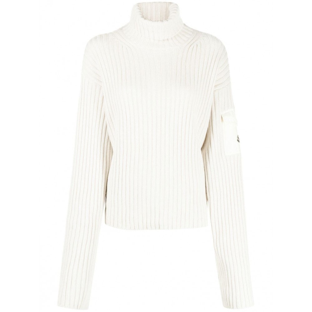 Moncler ribbed-knit Wool roll-neck Jumper Neutrals MCS29457