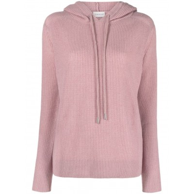 Moncler logo-patch ribbed-knit Hoodie Pink MCS29046