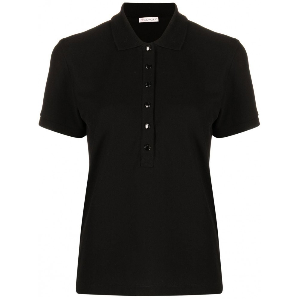 Moncler logo-patch Cotton Polo Top Black MCS28933