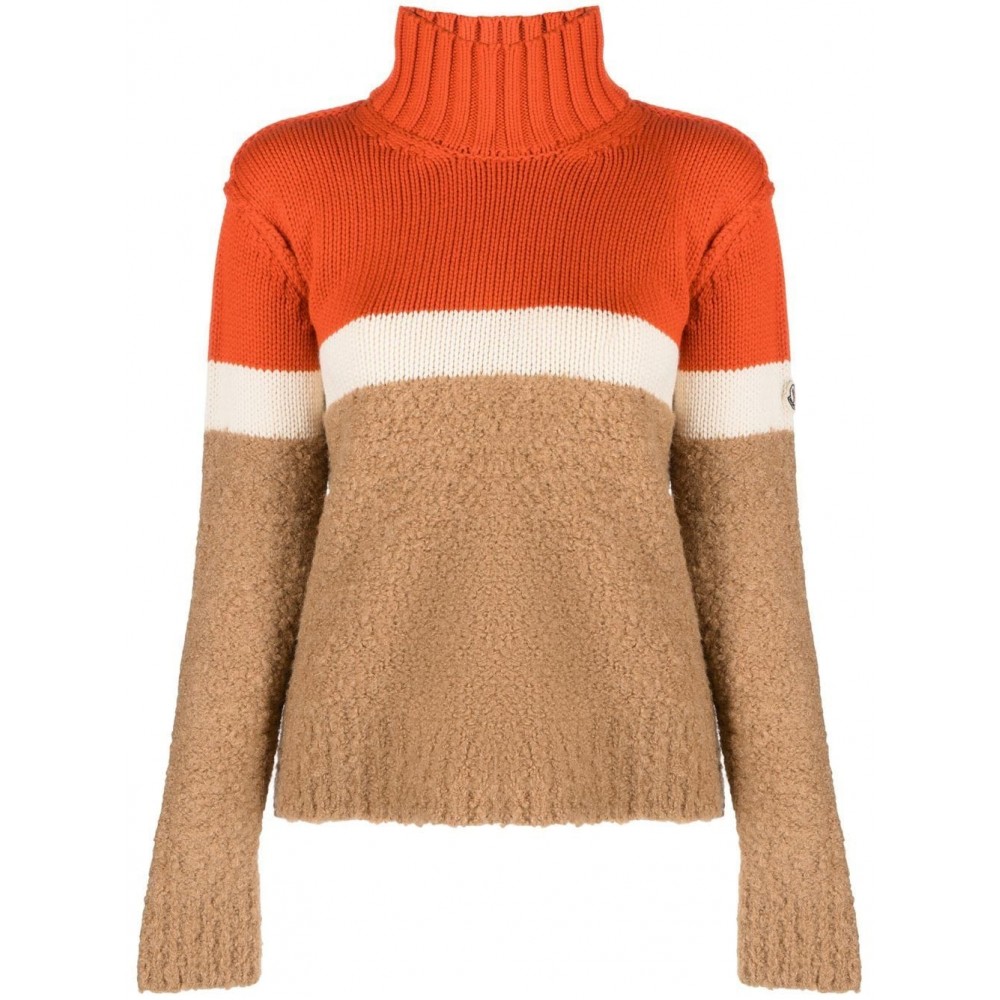 Moncler Striped Knit Jumper Orange MCS29532