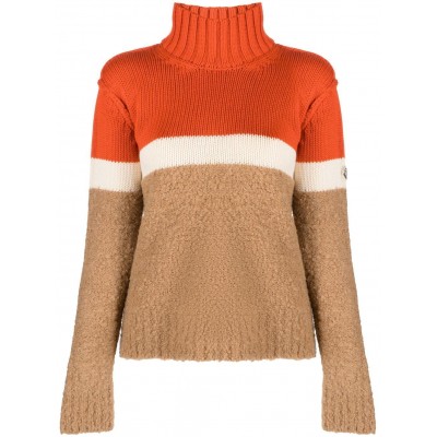 Moncler Striped Knit Jumper Orange MCS29532