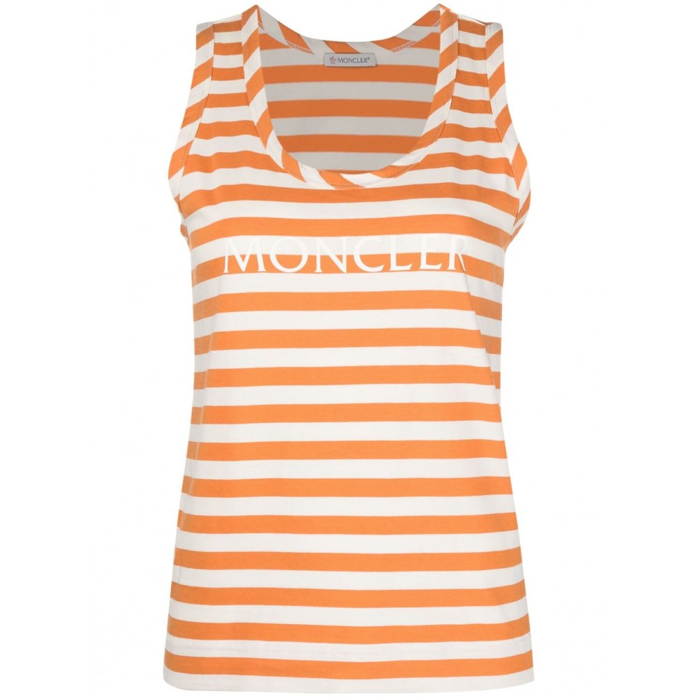 Moncler Striped logo-print Tank Top Orange MCS29536