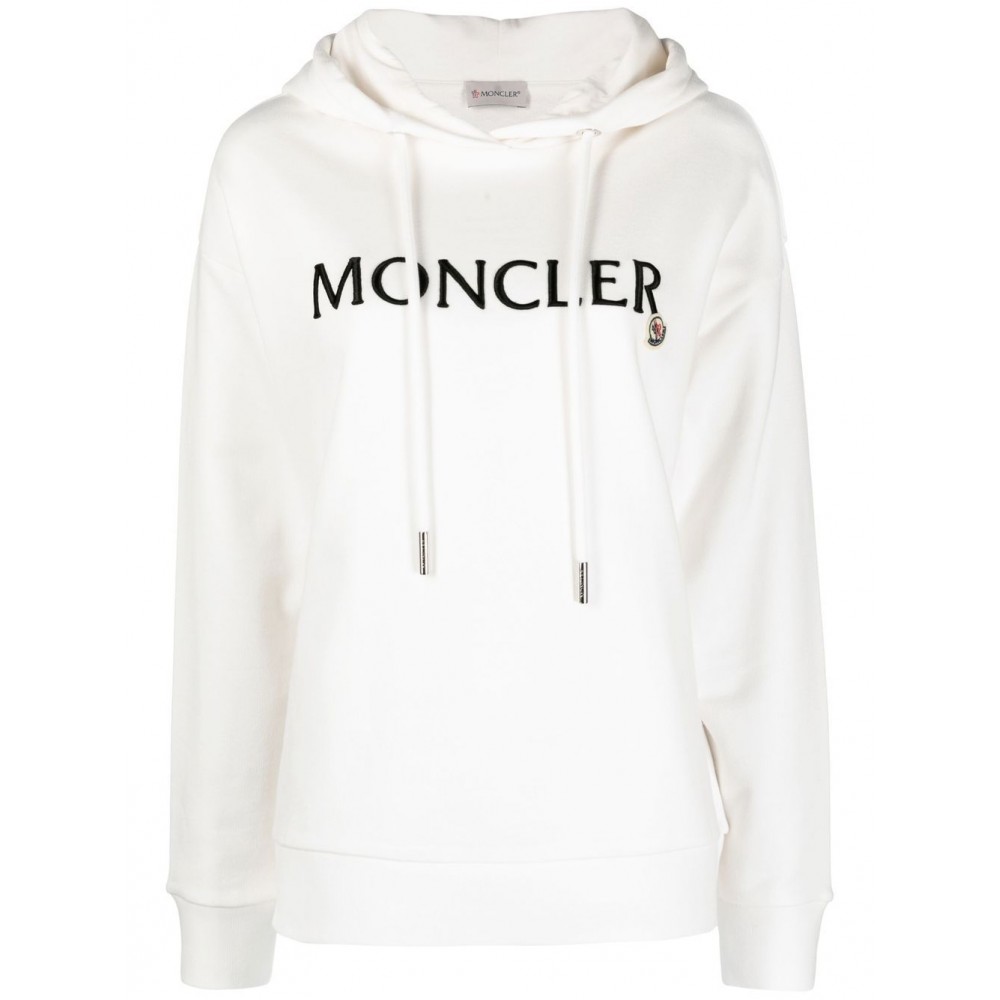 Moncler logo-embroidered Drawstring Cotton Hoodie White MCS28897