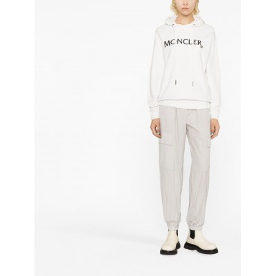 Moncler logo-embroidered Drawstring Cotton Hoodie White MCS28897