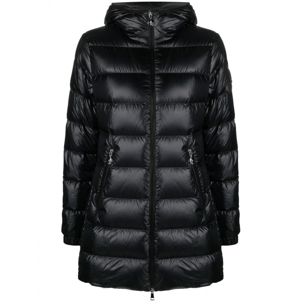 Moncler Glements Hooded Quilted Coat Black MCS28546