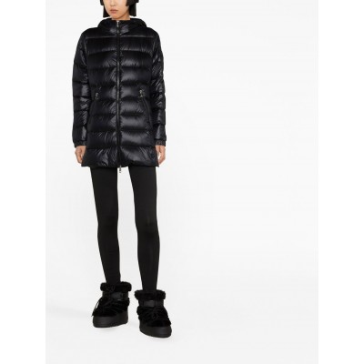 Moncler Glements Hooded Quilted Coat Black MCS28546