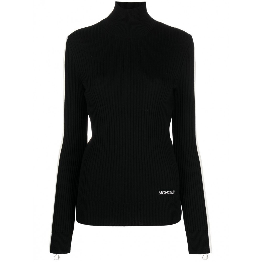 Moncler embroidered-logo Funnel Neck Top Black MCS28449