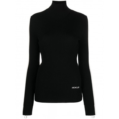 Moncler embroidered-logo Funnel Neck Top Black MCS28449