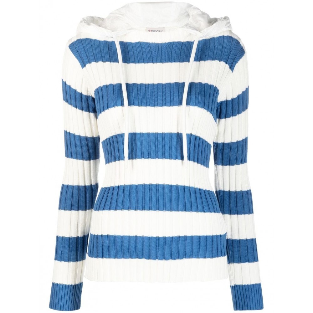 Moncler Striped Hooded Top Blue MCS29531