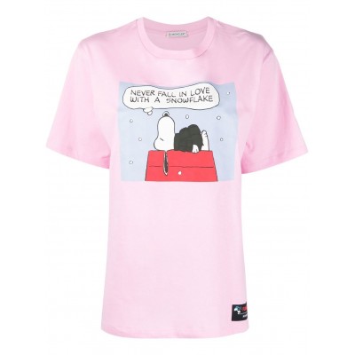 Moncler Peanuts-print Cotton T-shirt Pink MCS29397